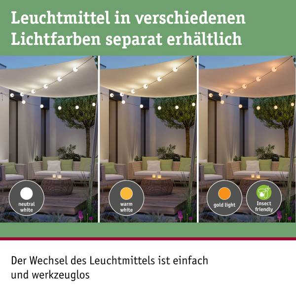 Outdoor-Lichterkette Naima Erweiterung Kunststoff - Weiß / Schwarz - 3-flammig