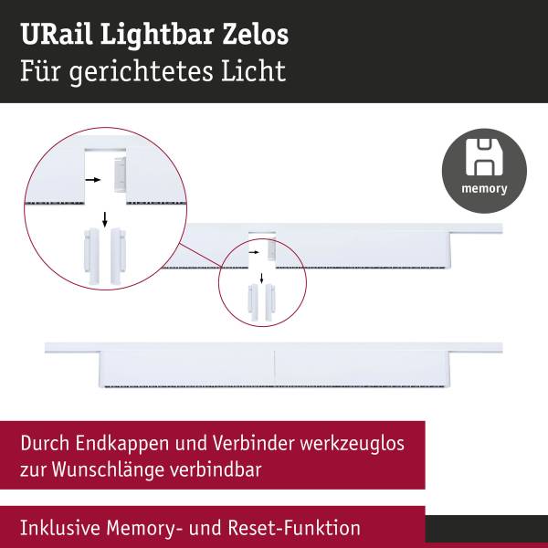 Plafonnier LED Urail Zelos Aluminium - Blanc - 1 flamme