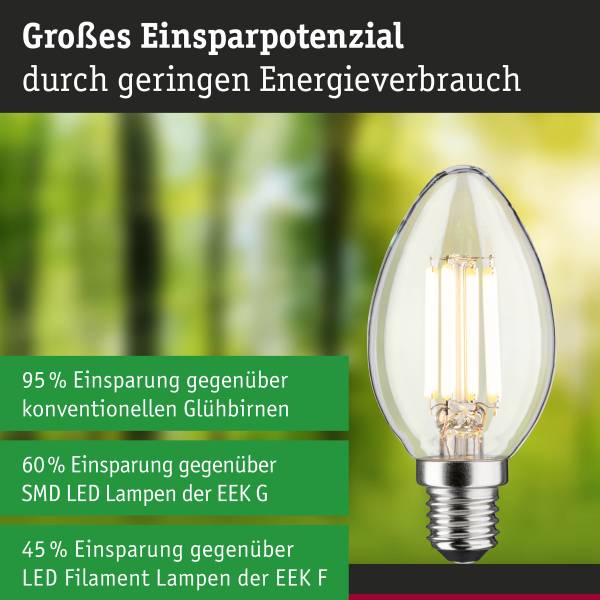 LED-lichtbron Eco-Line kaars transparant glas - warm wit