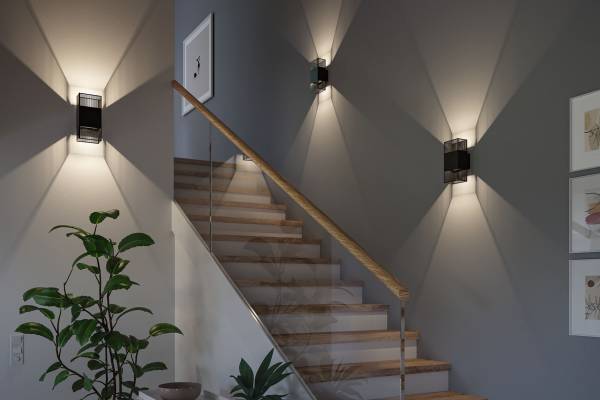 Applique murale LED Tharin Acier inoxydable - 1 flamme - Noir