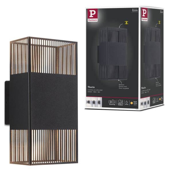 Applique murale LED Tharin Acier inoxydable - 1 flamme - Noir