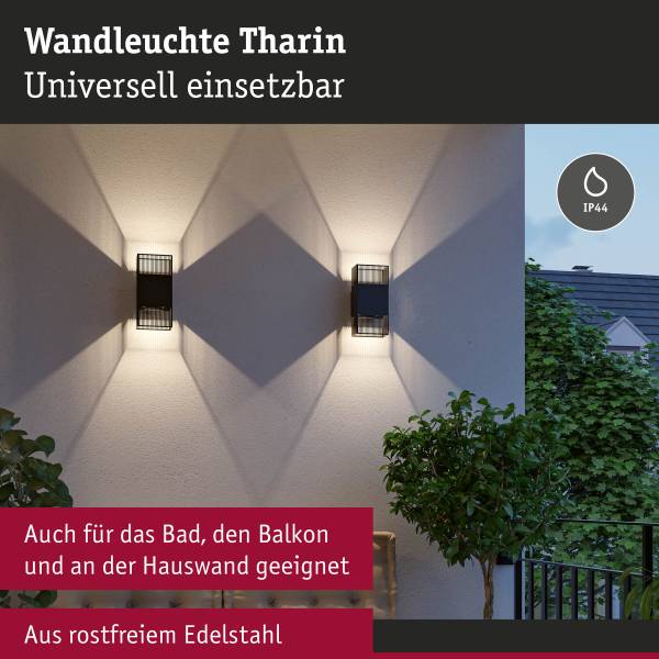 Applique murale LED Tharin Acier inoxydable - 1 flamme - Noir