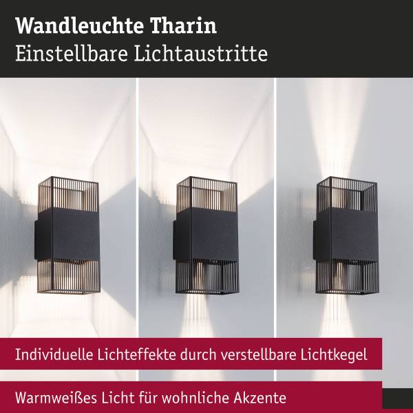 Applique murale LED Tharin Acier inoxydable - 1 flamme - Noir