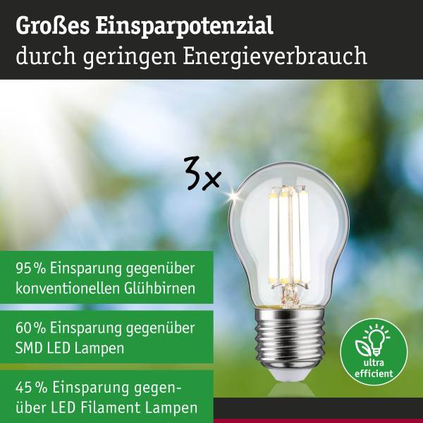 Ampoule LED Eco-Line Goutte 80 mm Verre clair - Lot de 3 - Blanc chaud