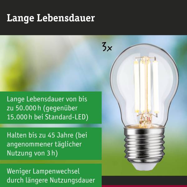 LED-lichtbron Eco-Line druppel 80 mm transparant glas - set van 3 - warm wit