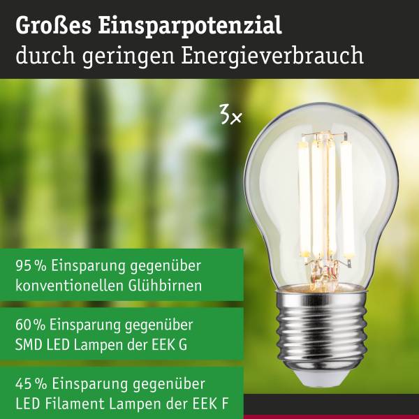 LED-lichtbron Eco-Line druppel 80 mm transparant glas - set van 3 - warm wit