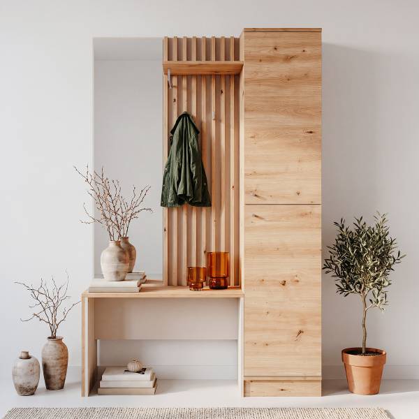 Kompaktgarderobe Mayaozi Eiche Artisan Dekor
