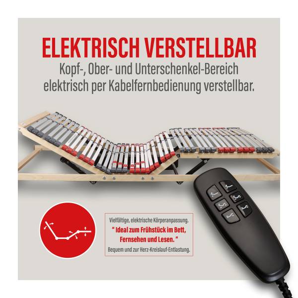 Lattenrost Praktico - mit Motor Grau / Natur - 90 x 200cm