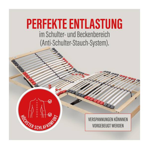 Lattenrost Praktico - mit Motor Grau / Natur - 90 x 200cm