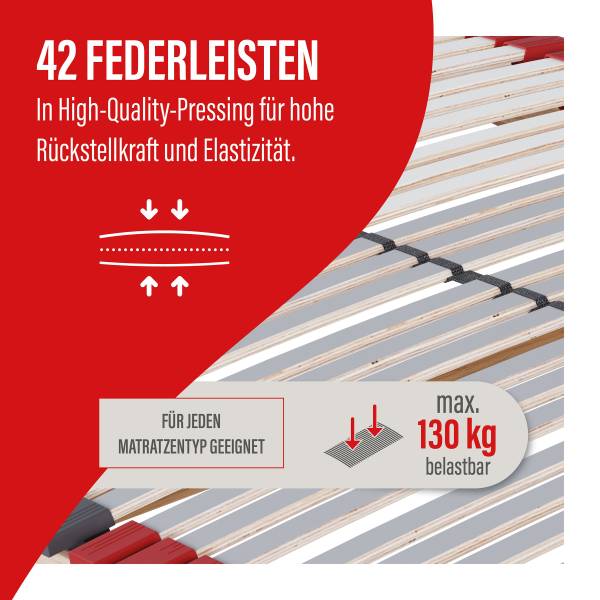 Lattenrost Praktico - mit Motor Grau / Natur - 90 x 200cm