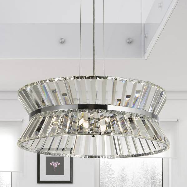 Suspension Uptown Acier / Verre cristal - Chrome - 7 flammes