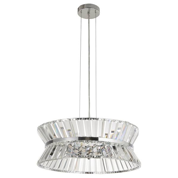 Suspension Uptown Acier / Verre cristal - Chrome - 7 flammes
