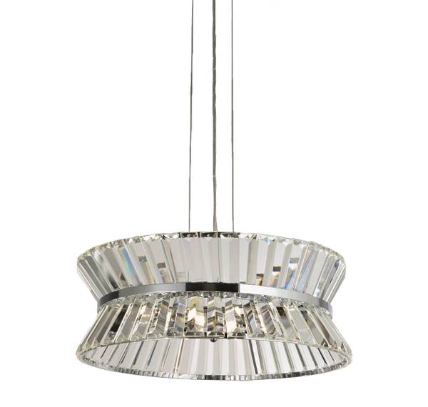 Suspension Uptown Acier / Verre cristal - Chrome - 7 flammes