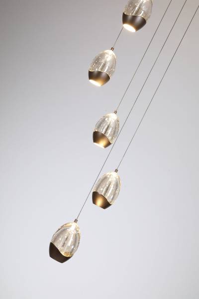 LED-Pendelleuchte Seeds Typ B Stahl / Farbglas - Hellbraun - 5-flammig