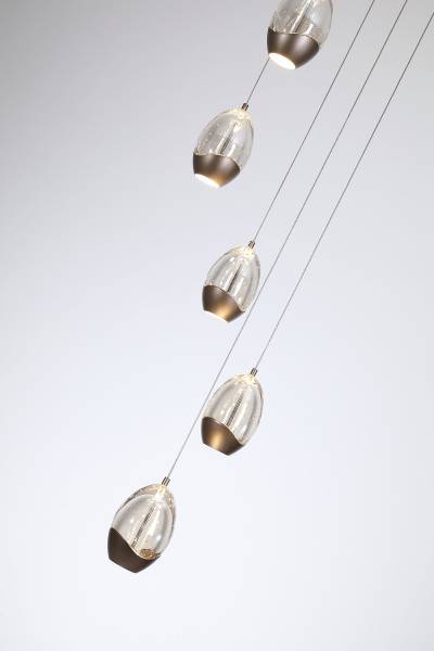 LED-Pendelleuchte Seeds Typ B Stahl / Farbglas - Hellbraun - 5-flammig