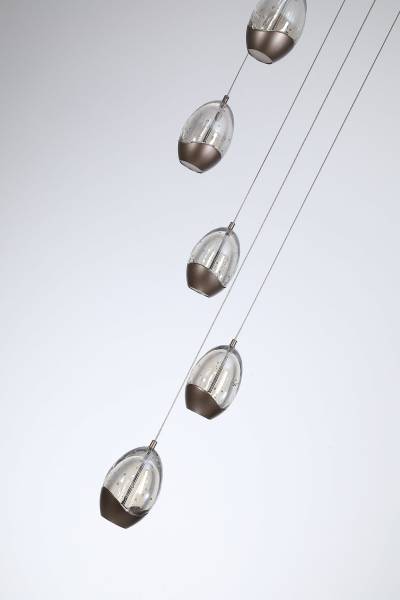 LED-Pendelleuchte Seeds Typ B Stahl / Farbglas - Hellbraun - 5-flammig