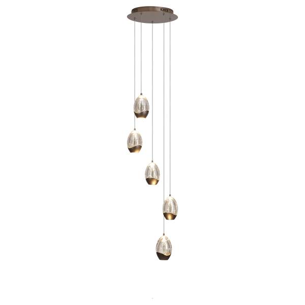 LED-Pendelleuchte Seeds Typ B Stahl / Farbglas - Hellbraun - 5-flammig