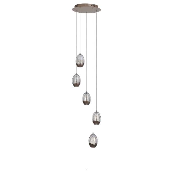 LED-Pendelleuchte Seeds Typ B Stahl / Farbglas - Hellbraun - 5-flammig