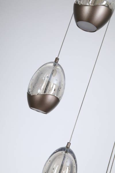 LED-Pendelleuchte Seeds Typ B Stahl / Farbglas - Hellbraun - 5-flammig