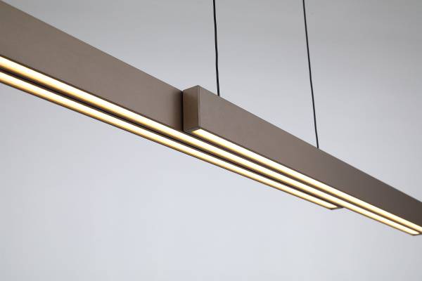 LED-Pendelleuchte Linear Aluminium - 3-flammig - Hellbraun
