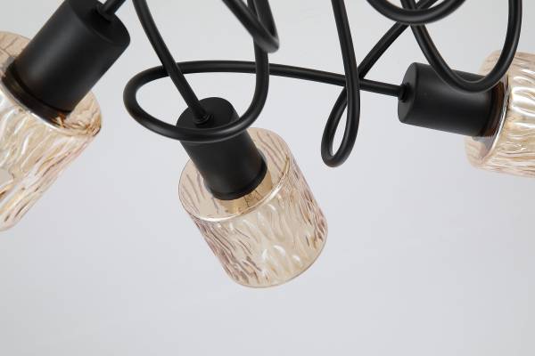 Deckenleuchte Knot Stahl - Schwarz - 5-flammig