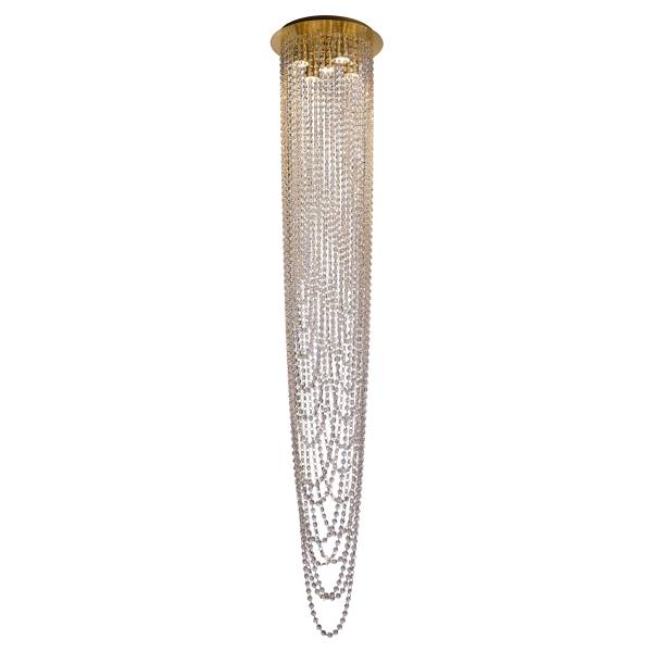 Pendelleuchte Swoop Stahl / Kristallglas - Messing - 5-flammig