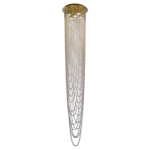 Pendelleuchte Swoop Stahl / Kristallglas - Messing - 5-flammig