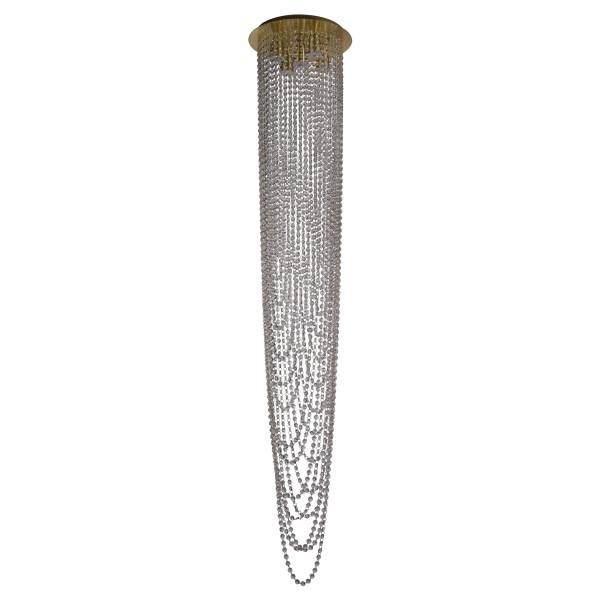 Pendelleuchte Swoop Stahl / Kristallglas - Messing - 5-flammig
