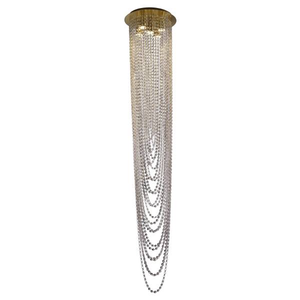 Pendelleuchte Swoop Stahl / Kristallglas - Messing - 5-flammig