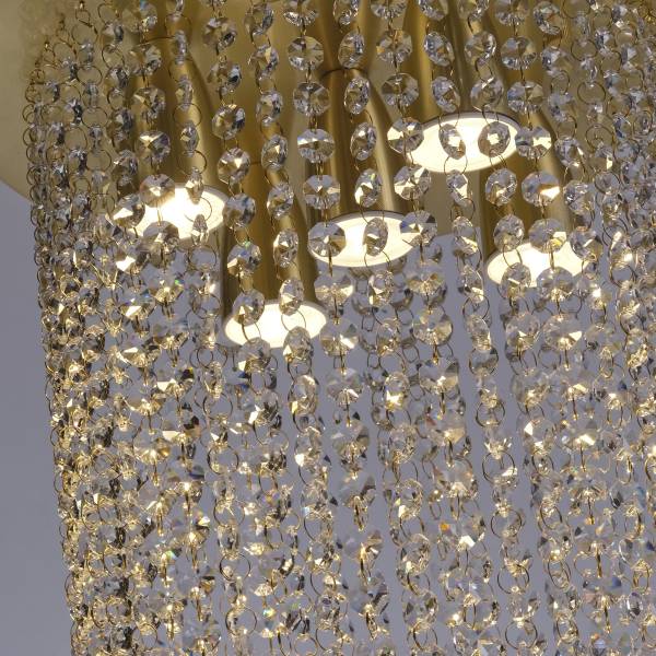 Pendelleuchte Swoop Stahl / Kristallglas - Messing - 5-flammig
