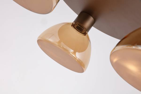 LED-plafondlamp Cannes staal/gekleurd glas - amberkleurig - 3-lichts