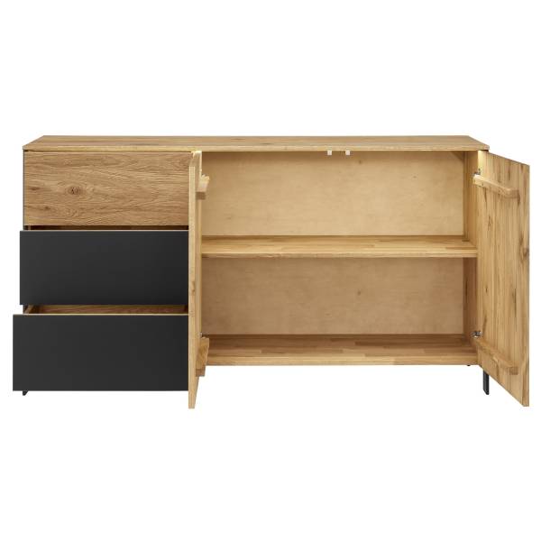 Massives Sideboard Baldoc Wildeiche / Glas Matt Anthrazit