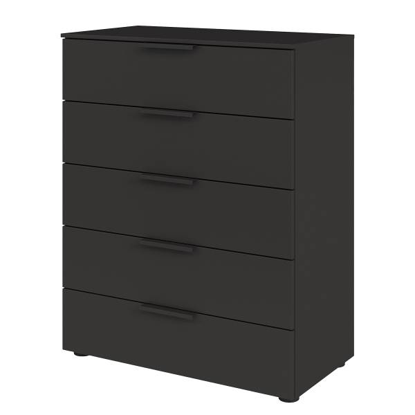 Kommode Flipp mit 5 Schubladen Schwarz - Breite: 80 cm