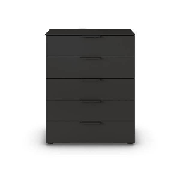Kommode Flipp mit 5 Schubladen Schwarz - Breite: 80 cm