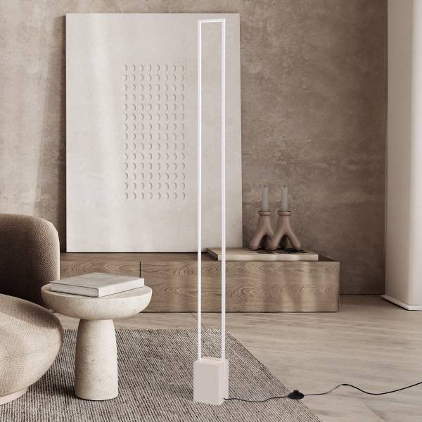 LED-Stehleuchte Lithos Aluminium / Beton - 1-flammig - Weiß