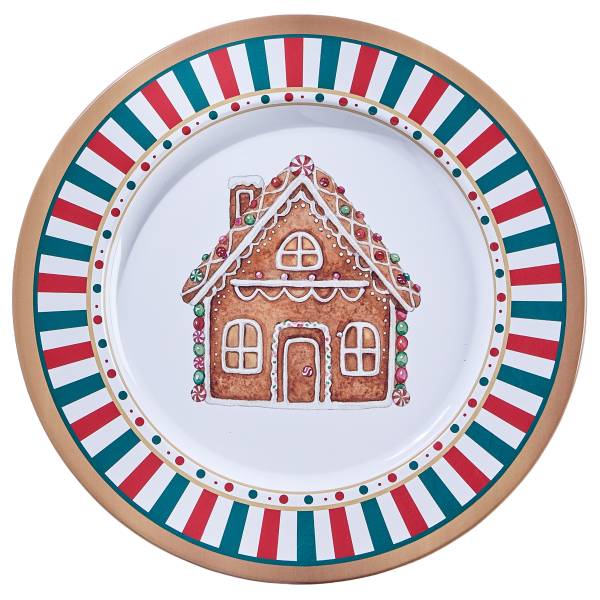 Teller XMAS Lebkuchenhaus 8er-Set Zinn - Grün/Gold