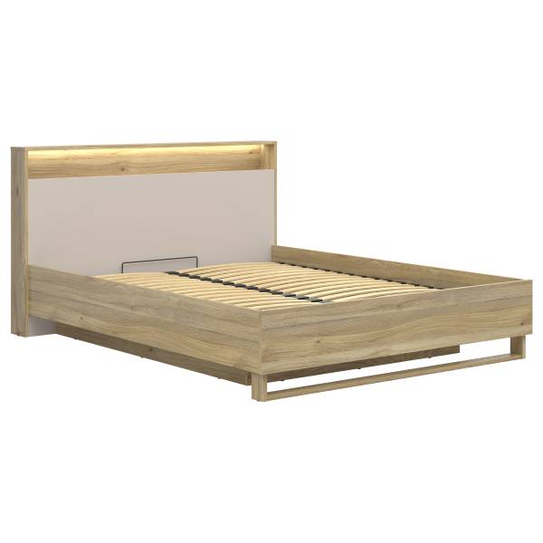 Bedframe met verlichting Zhabas kasjmier/Mauvella eikenlook