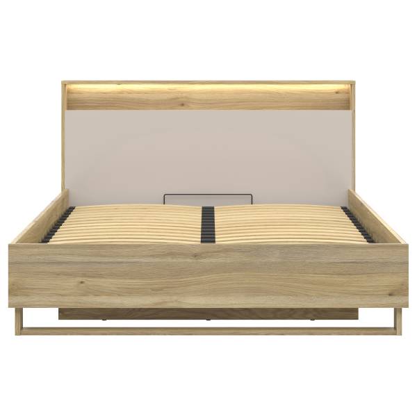 Bedframe met verlichting Zhabas kasjmier/Mauvella eikenlook