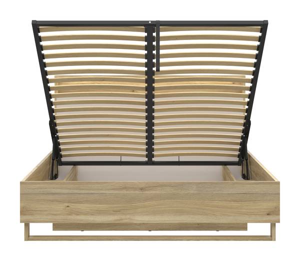 Bedframe met verlichting Zhabas kasjmier/Mauvella eikenlook