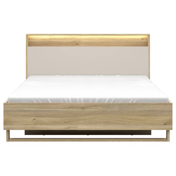 Bedframe met verlichting Zhabas kasjmier/Mauvella eikenlook