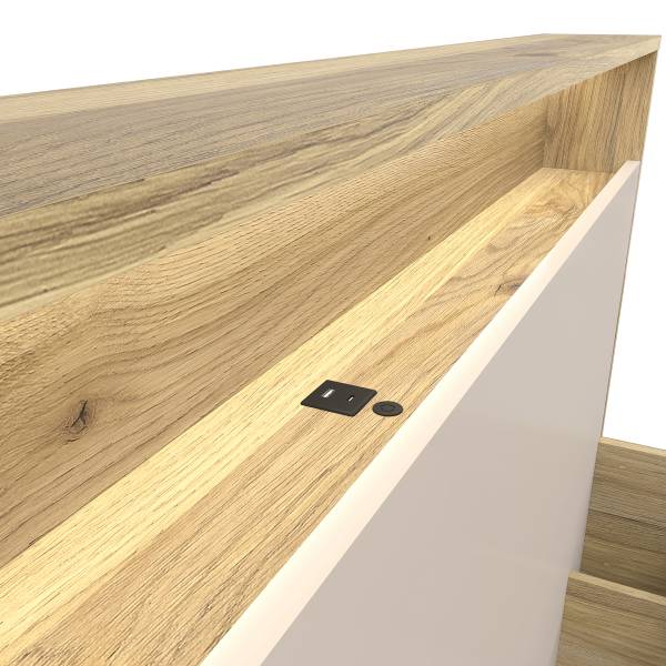 Bedframe met verlichting Zhabas kasjmier/Mauvella eikenlook
