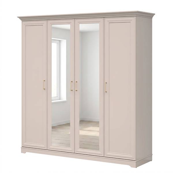 Armoire à portes battantes Boltown Cachemire / décor chêne Mauvella - 2 miroir