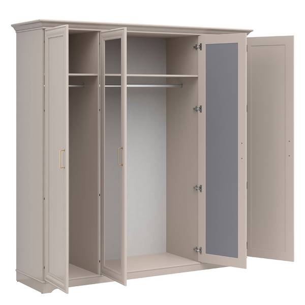 Armoire à portes battantes Boltown Cachemire / décor chêne Mauvella - 2 miroir