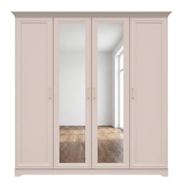 Armoire à portes battantes Boltown Cachemire / décor chêne Mauvella - 2 miroir