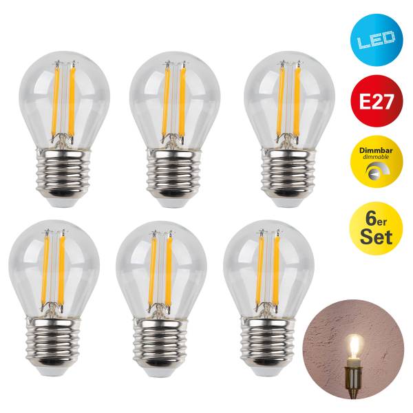 LED-lichtbron Daffy type A set van 6 transparant glas/aluminium - 1-lichts