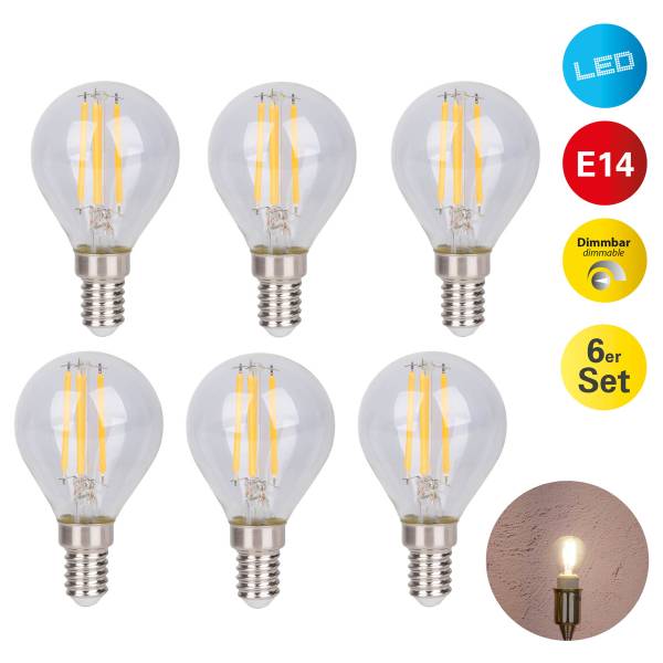 Ampoule LED Daffy Type B 6 unités Verre clair / Aluminium - 1 flamme