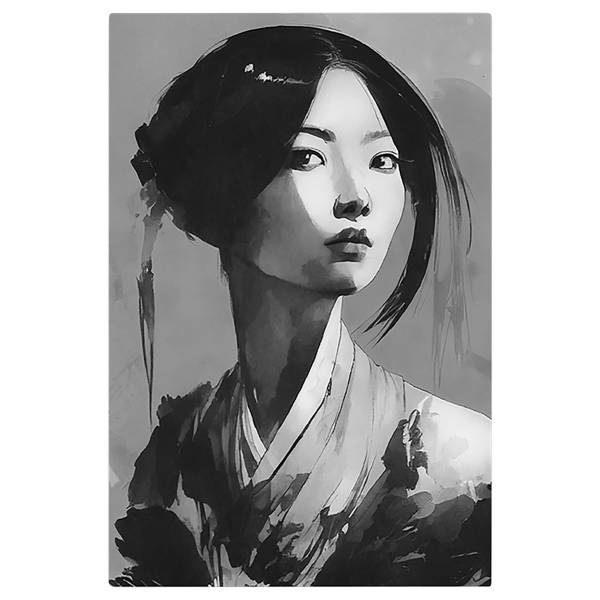 Leinwandbild Asia Girl Schwarz / Weiß