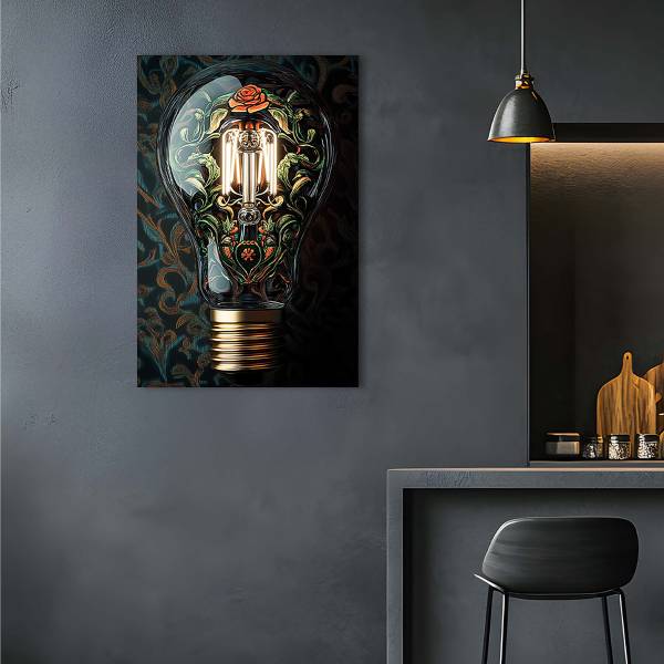 Glazen afbeelding Gloeilamp meerdere kleuren - veiligheidsglas - 60 x 90 x 1.3 cm