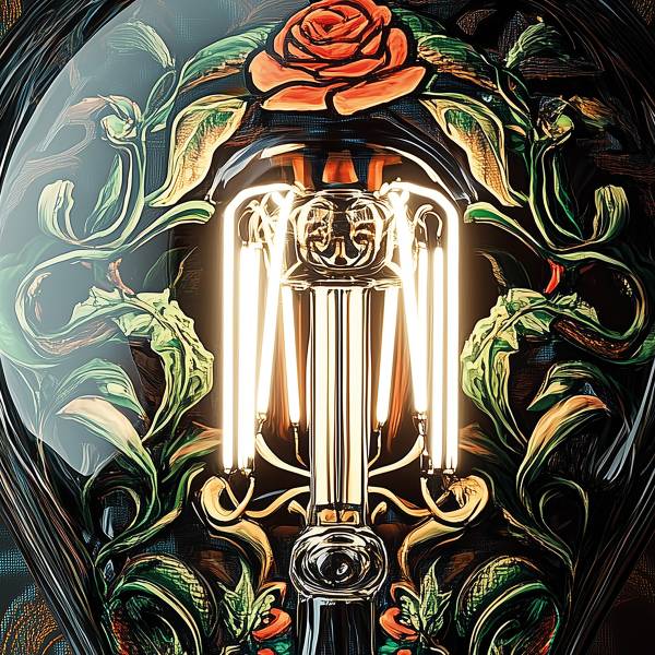Glazen afbeelding Gloeilamp meerdere kleuren - veiligheidsglas - 60 x 90 x 1.3 cm
