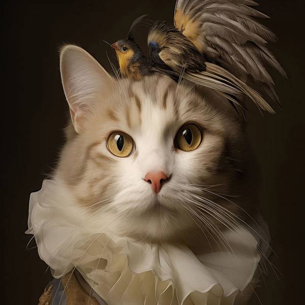 Glazen afbeelding Aristocratic Cat meerdere kleuren - veiligheidsglas - 60 x 90 x 1.3 cm